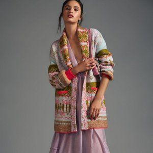 By Anthropologie Pilcro Embroidered Cardigan Sweater Open Front Medium New
